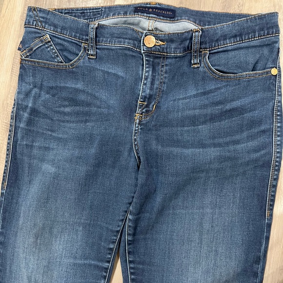 ROCK & REPUBLIC Berlin cotton stretch embellished pocket skinny jeans size 16 m - Picture 2 of 5
